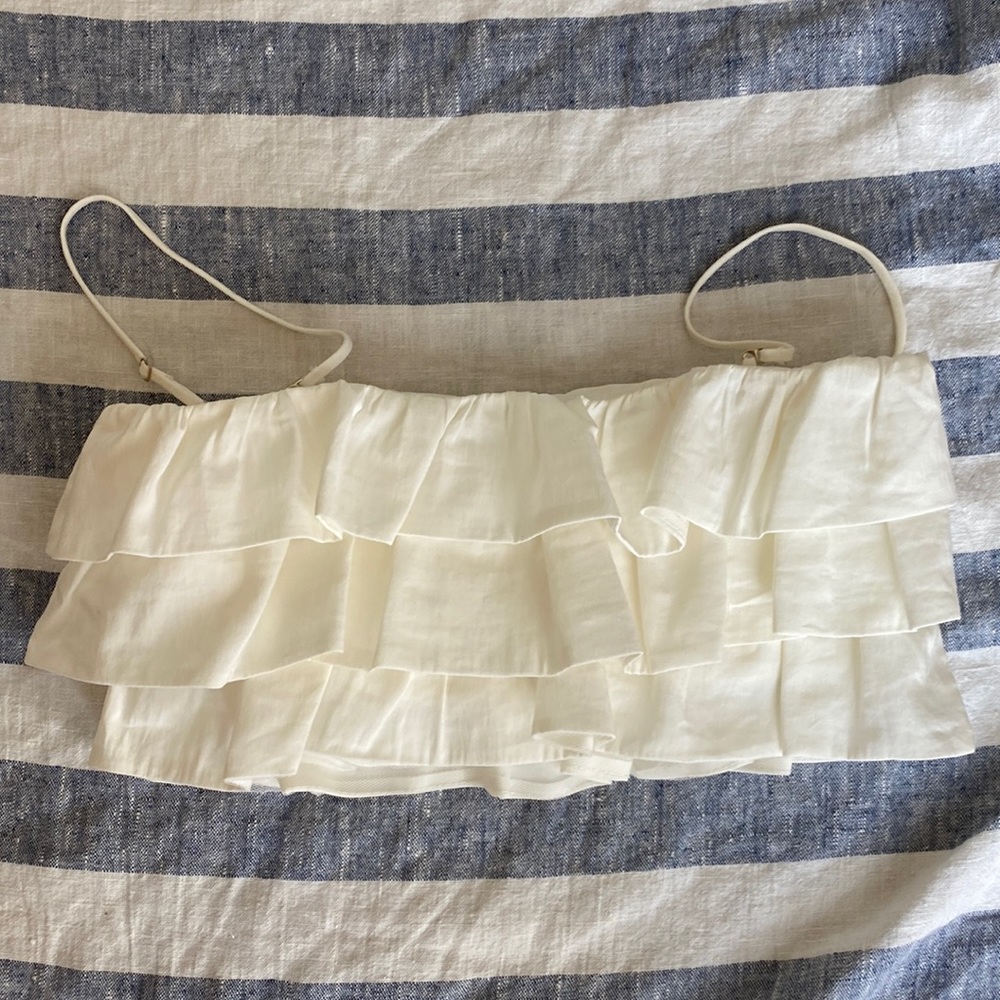 Cropped Zara ruffle top with detachable straps